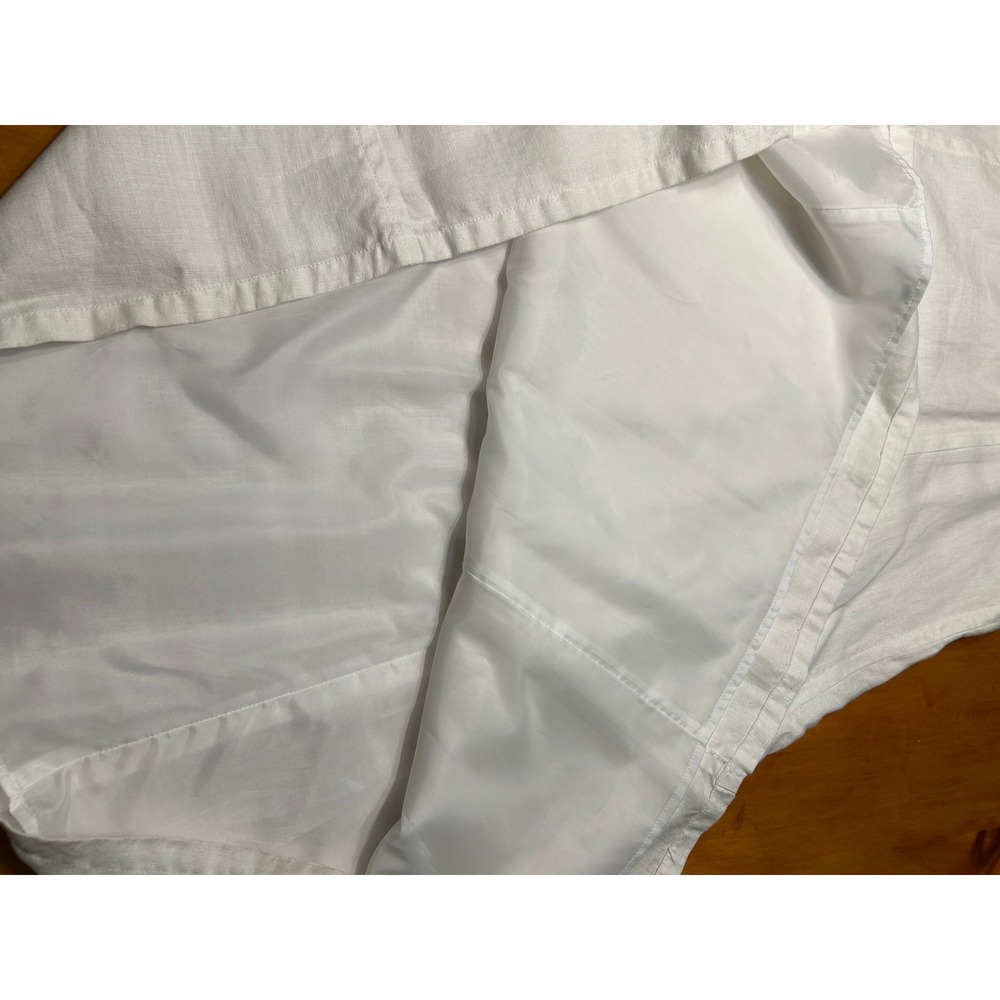 H&M White 100% Linen Lagenlook Midi Skirt Size 14 A-Line Lined Summer Classic - Picture 14 of 16